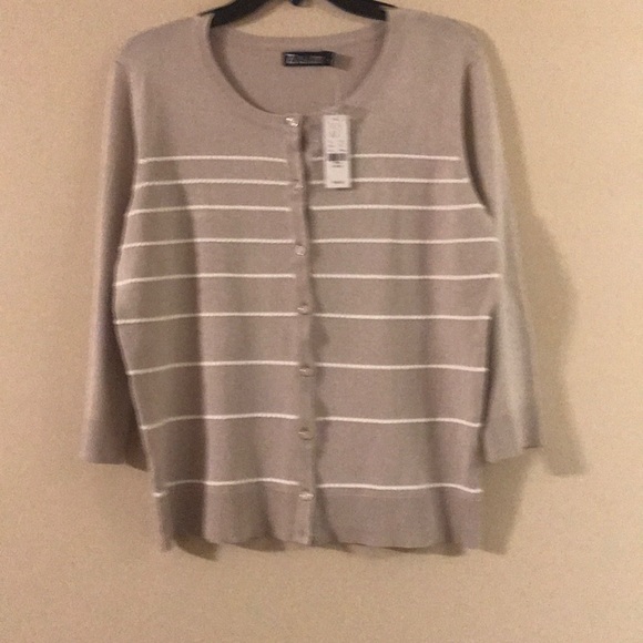 7th Avenue cardigan size L tan/nude color - Picture 1 of 7